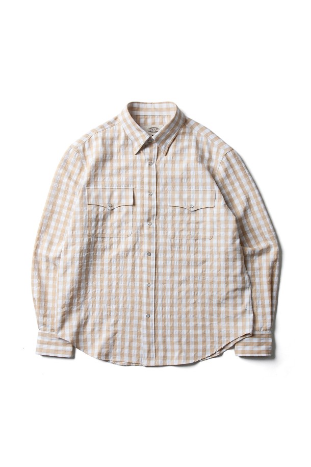 Amfeast - 긴팔셔츠 - Urban Check Western Shirts Yellow