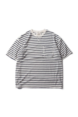 Striped Terry Pocket T Shirts Navy