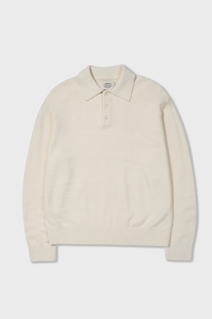 Essential Comfy Long Sleeves Button Polo Knitwear Cream