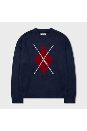 청키 펑키 아가일 스웨터 네이비