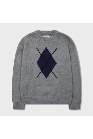 청키 펑키 아가일 스웨터 그레이