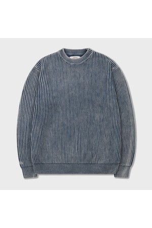 에브리데이 워시드 라운드 니트 블루