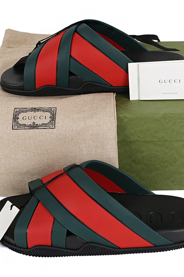 GUCCI - 샌들/슬리퍼 - 구찌 웹 남성 슬라이드 샌들 630326 J8700 8460