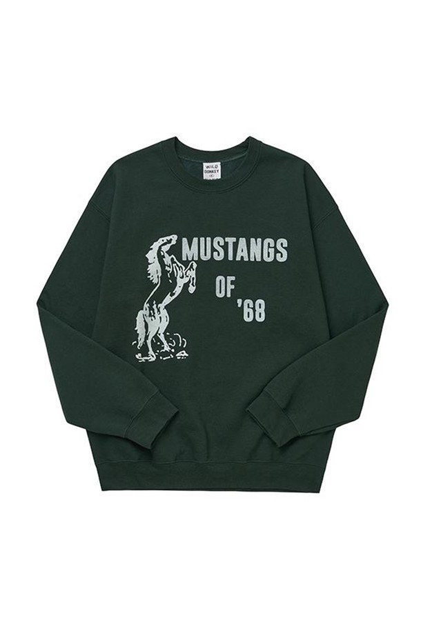 WILD DONKEY - 스웨트셔츠 - [와일드동키 WILD DONKEY] FG-MUSTANGS FOREST GREEN 공용 맨투맨