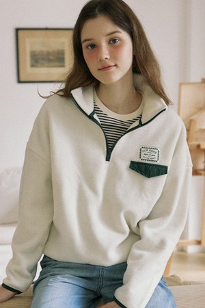 Comfy Fleece Half zip up - Ivory