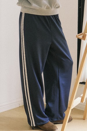 Lace Label Track Pants - Navy