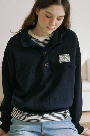 Hope Button-down Sweatshirt - Navy