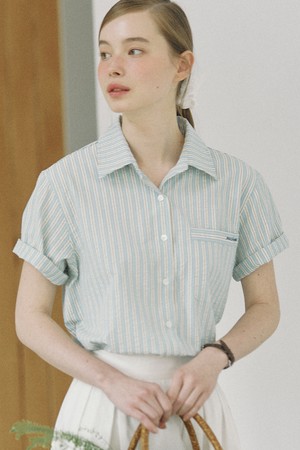 Anne Stripe Shirt - Sky Blue