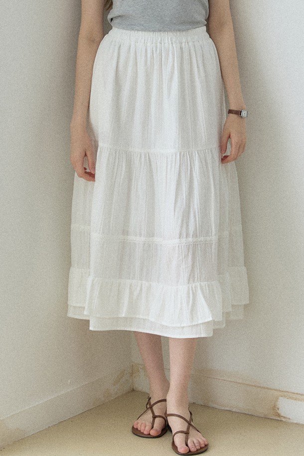Rielle Riche Shirring Long Skirt ホワイト Sera Shirring Long Skirt  
