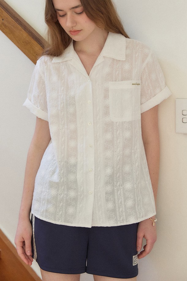 OURHOPE - 셔츠 - Olive Atelier Flower Shirt - White