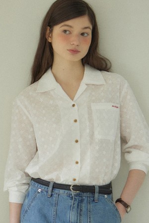 Atelier Flower Sleeve Shirt - White