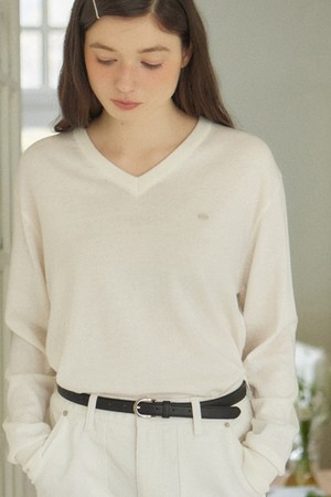 Cotton V-Neck Knit - Ivory
