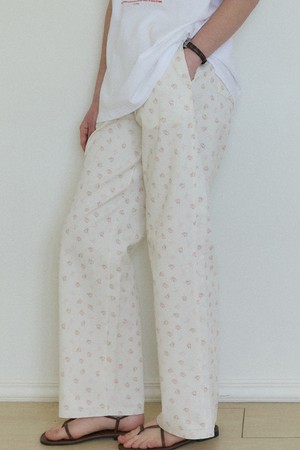 Floral Cotton Comfy Pants - Ivory
