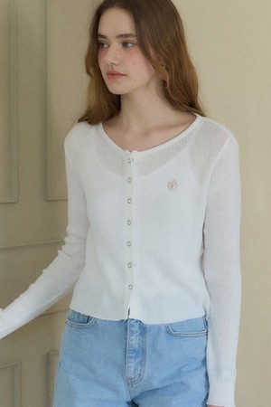 Sheer Cotton Snap Cardigan - Ivory