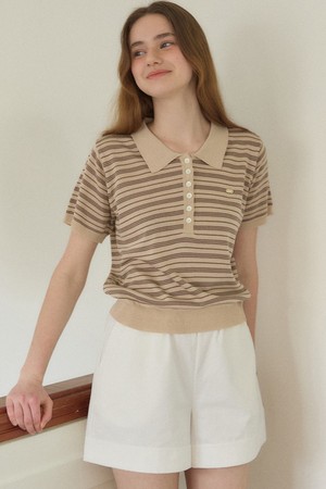 Breeze Stripe Pique Knit - Beige