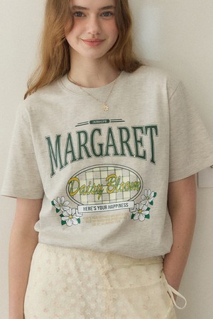 Checker Board Margaret T-shirt - Oatmeal