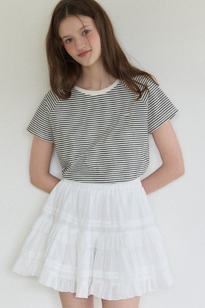 Striped Raglan Half-Sleeve T-shirt - Black