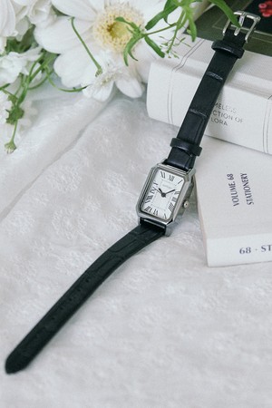 Square Classic Leather Watch - Black