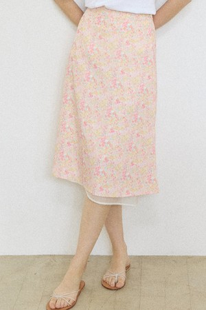 Floral Sheer Layered Skirt - Pink