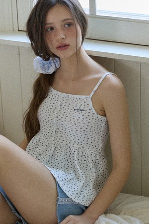 Tiny Floral Button Sleeveless - White