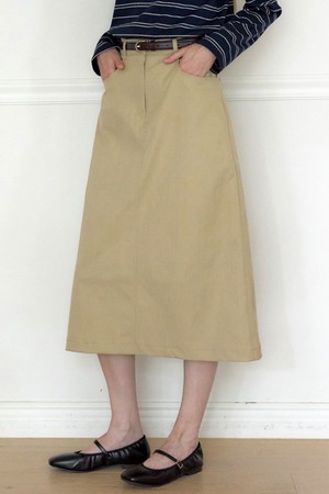 Soft Stretch A-Line Skirt - Beige