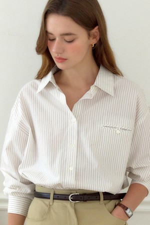 Claire Stripe Shirt - Beige
