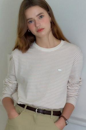 Stripe Sleeve T-shirt - Beige