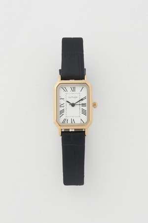 Square Gold Classic Leather Watch - Black