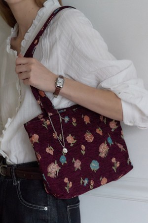 Garnet Jacquard Flower Bag - Burgundy