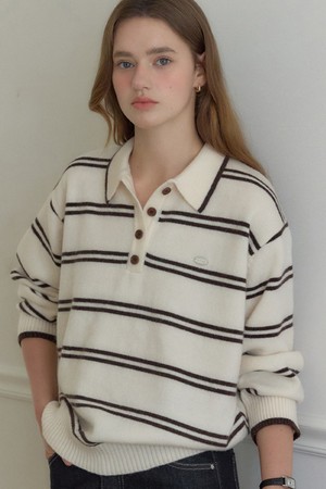 Carolyn Stripe Collar Knit - Ivory