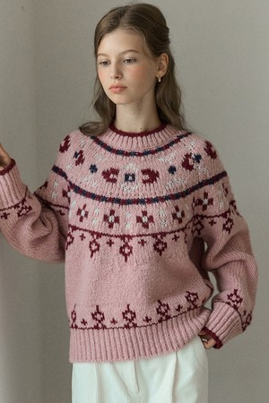 Noelle Alpaca Wool Nordic Knit - Pink