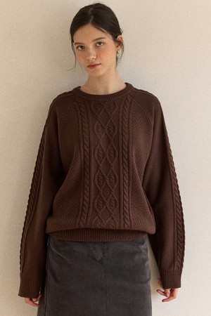 Sheldon Cable Knit Sweater - Brown