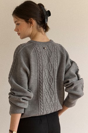 Sheldon Cable Knit Sweater - Melange Grey
