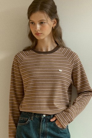Heather Brushed Stripe Raglan T-shirt - Mustard