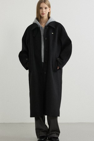 Loraine Wool Balmacaan Coat - Black