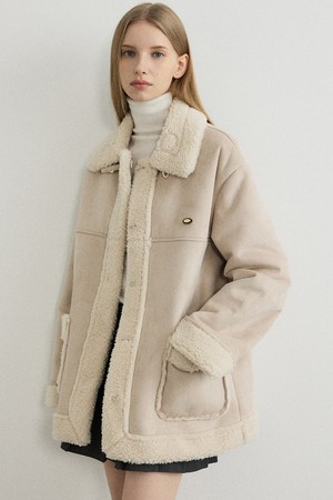 Shia Shearling Mustang Coat - Light Beige