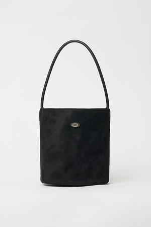 Suede Barrel Tote Bag - Black