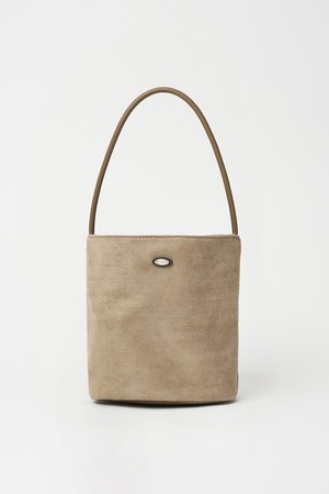 Suede Barrel Tote Bag - Beige