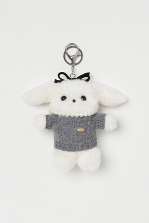 Hoppy The Lucky Rabbit Knit Keyring  - White