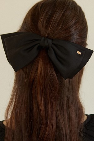 Goldish Point Satin Ribbon Hair Pin - Black