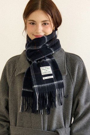 Ordinary Check Wool Muffler - Navy Check