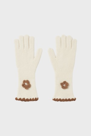 Flora Stitch Wool Knit Gloves - 4color