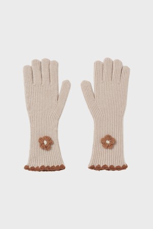 Flora Stitch Wool Knit Gloves - 4color