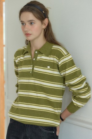 Multi Stripe Collar Knit - Olive