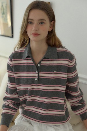 Multi Stripe Collar Knit - Pink