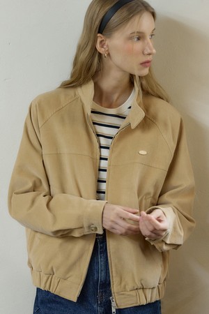 Corduroy Button Point Blouson Jacket - Beige