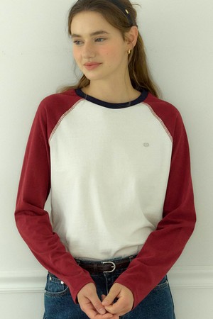 Two-tone Raglan T-shirt - Burgundy