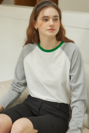 Two-tone Raglan T-shirt - Melange Grey