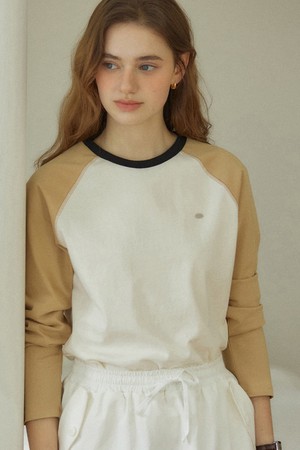 Two-tone Raglan T-shirt - Beige