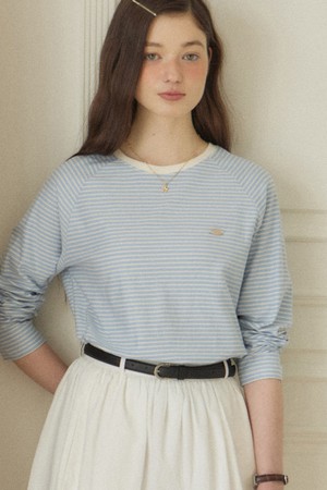 Stripe Raglan T-shirt - Sky blue